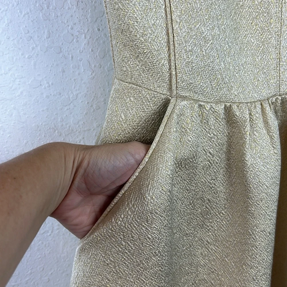 Perfect Vineyard Vines Metallic Gold Jacquard Fit and Flare Dress with Pockets 0 - Picture 6 of 10